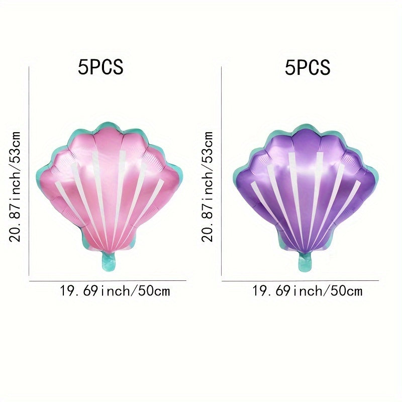 5pcs Shell Shape Aluminum Film Balloon Birthday Party Decoration