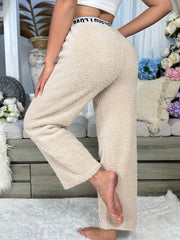 Cozy Letter Print Lounge Pants Elastic Waistband