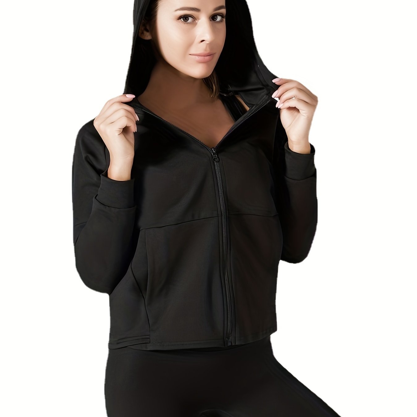 Women's Quick Drying Hooded Workout Jacket with Pockets