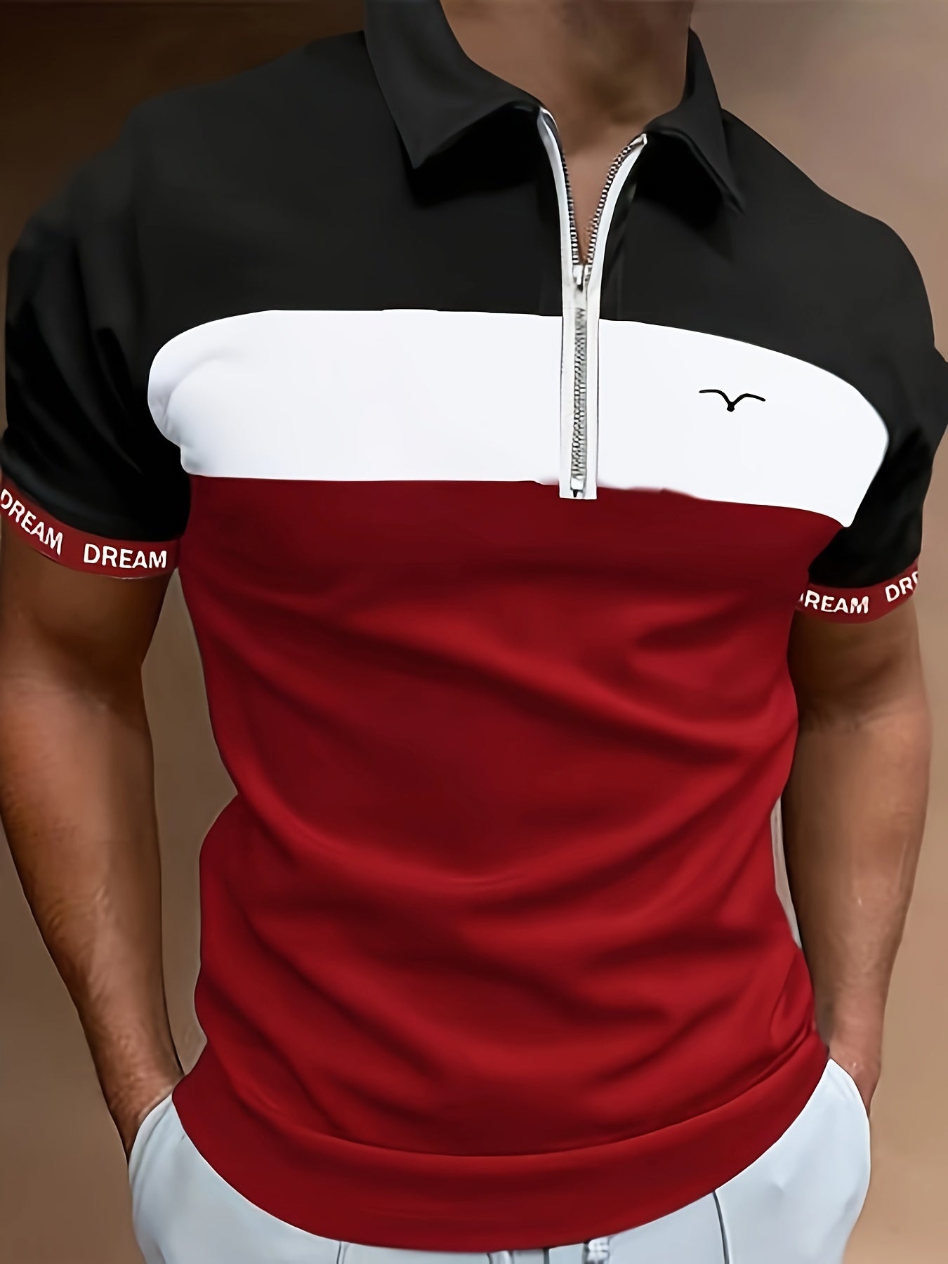 Men's Block Zipper Casual Fit Shirt
