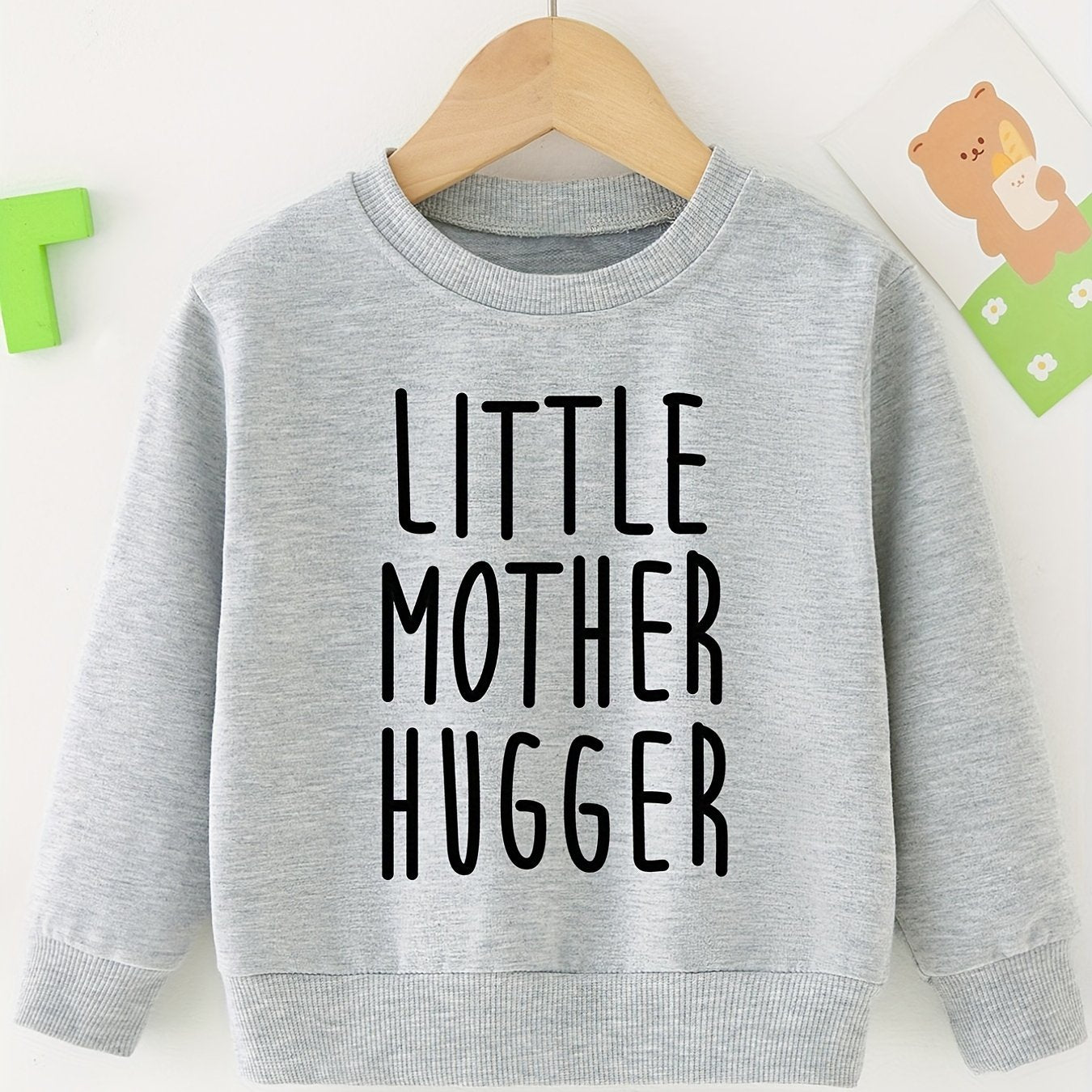 Mother Print Sweatshirt Boy's Casual Graphic Crew Neck Pullover