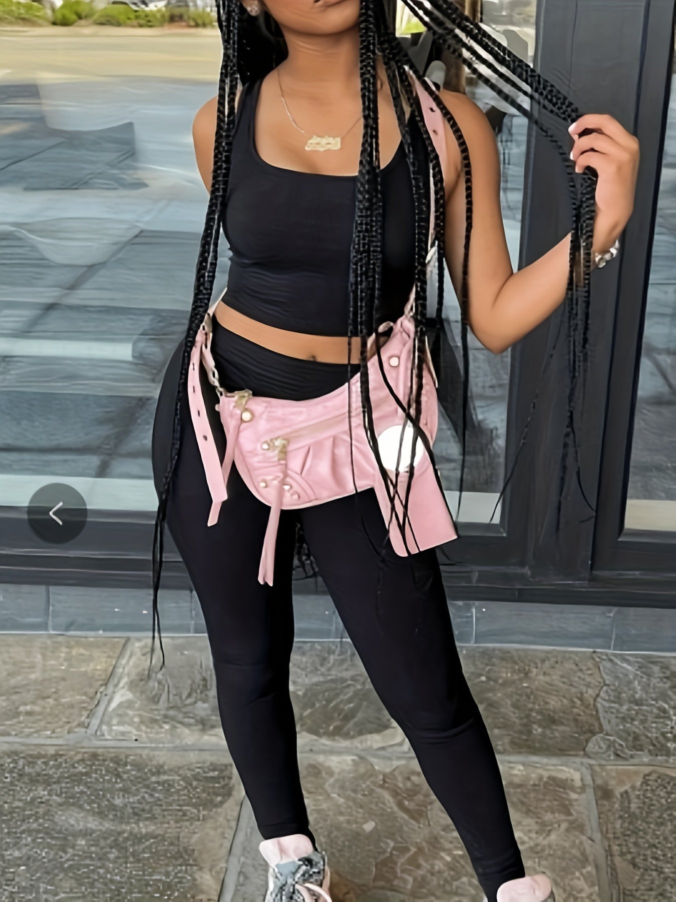 Casual Two-Piece Set Sleeveless Tank Top & High Waist Pants Set