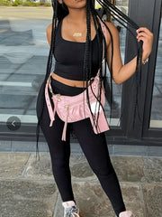 Casual Two-Piece Set Sleeveless Tank Top & High Waist Pants Set