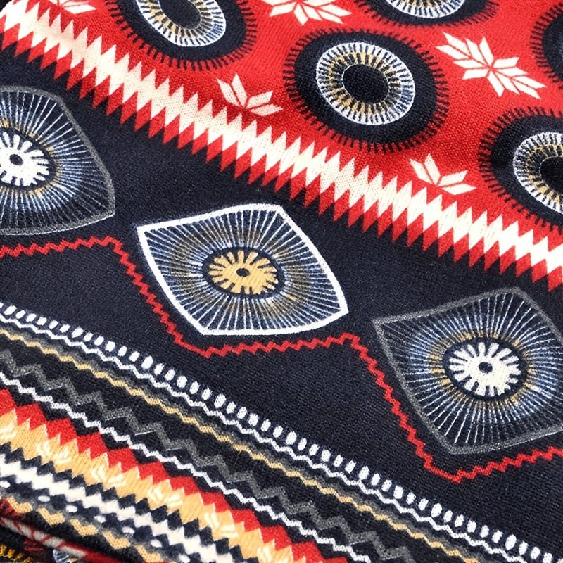 Boho Vintage Print Beanie Cap Elastic Skull Lightweight Warm Headwear