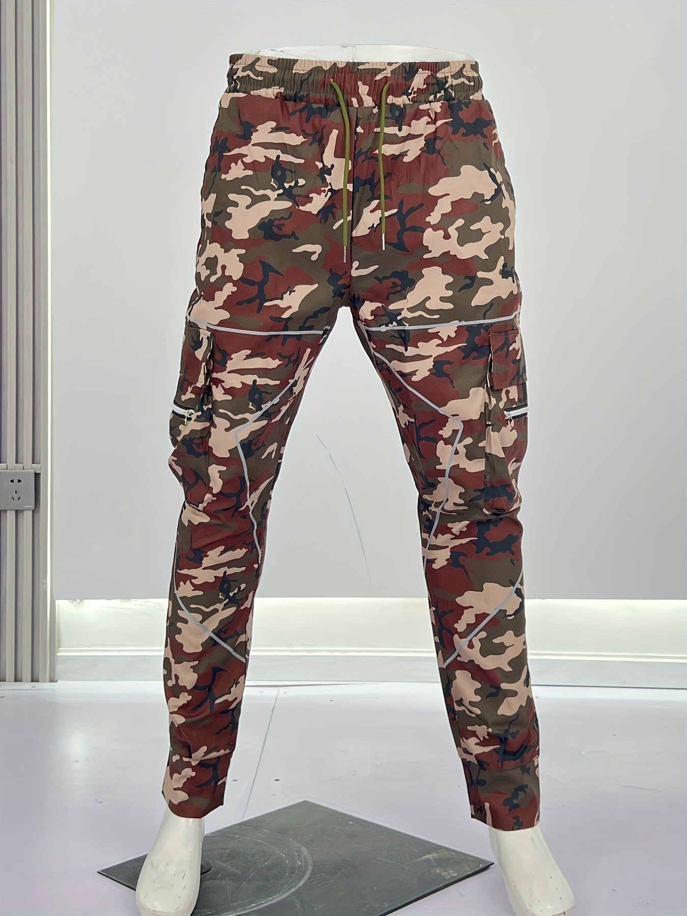 Paisley Pocket Drawstring Loose Cargo Pants Men's Casual Street Style Joggers