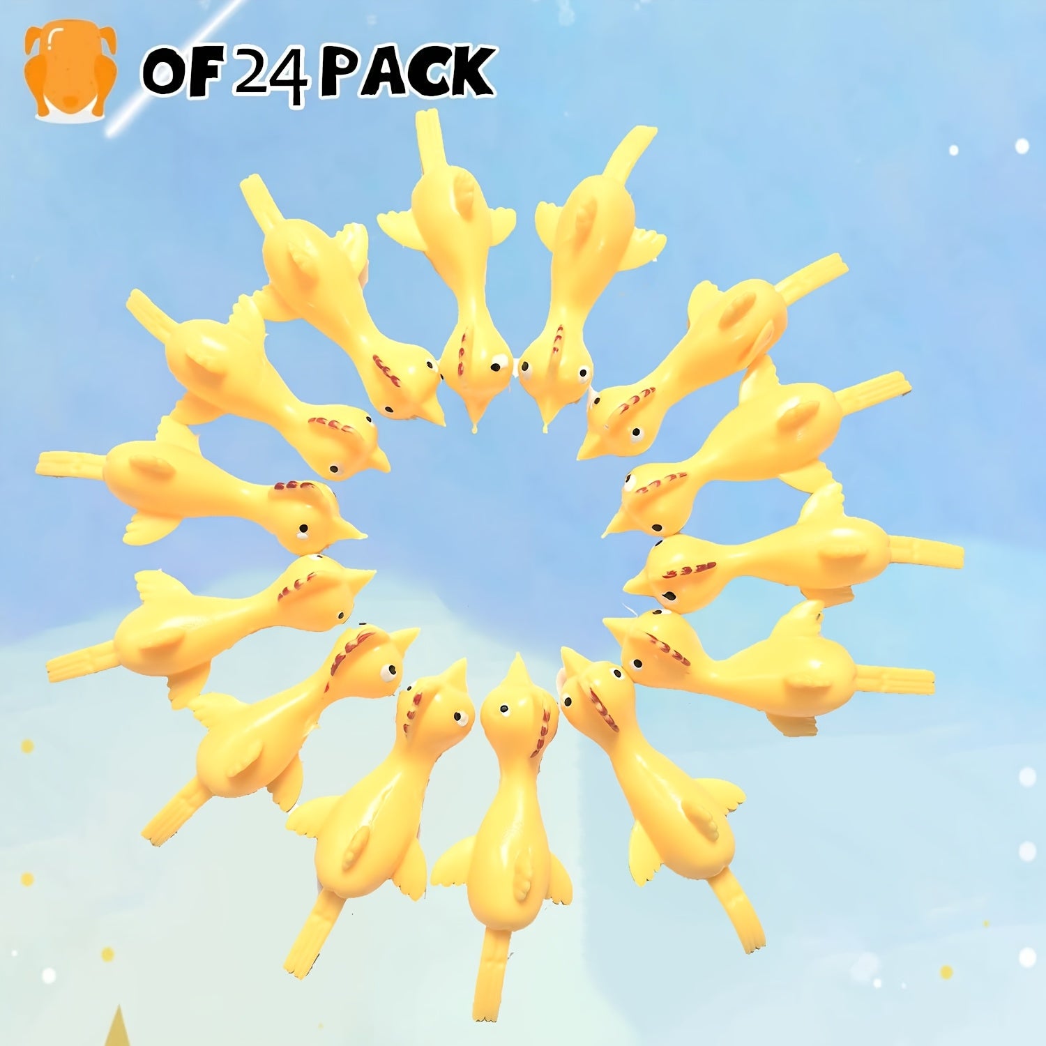 Bulk Yellow TPU Flying Rubber Chicken Finger Slingshot Toys