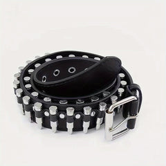 Punk Rivet Bullet Belt Y2K PU Leather Waistband Unisex Pants Jeans Belt