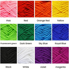 24pcs Crochet Kit: 12 Acrylic Yarn 10g + 12 Knitting Crochet Hooks 2-8mm