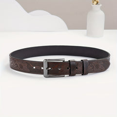 Embossed Leather Belt Waistband Retro Casual Belt For Men