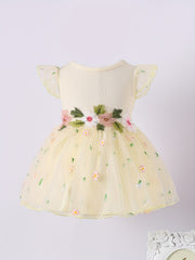 Toddler Girls Daisy Embroidered Mesh Princess Dress