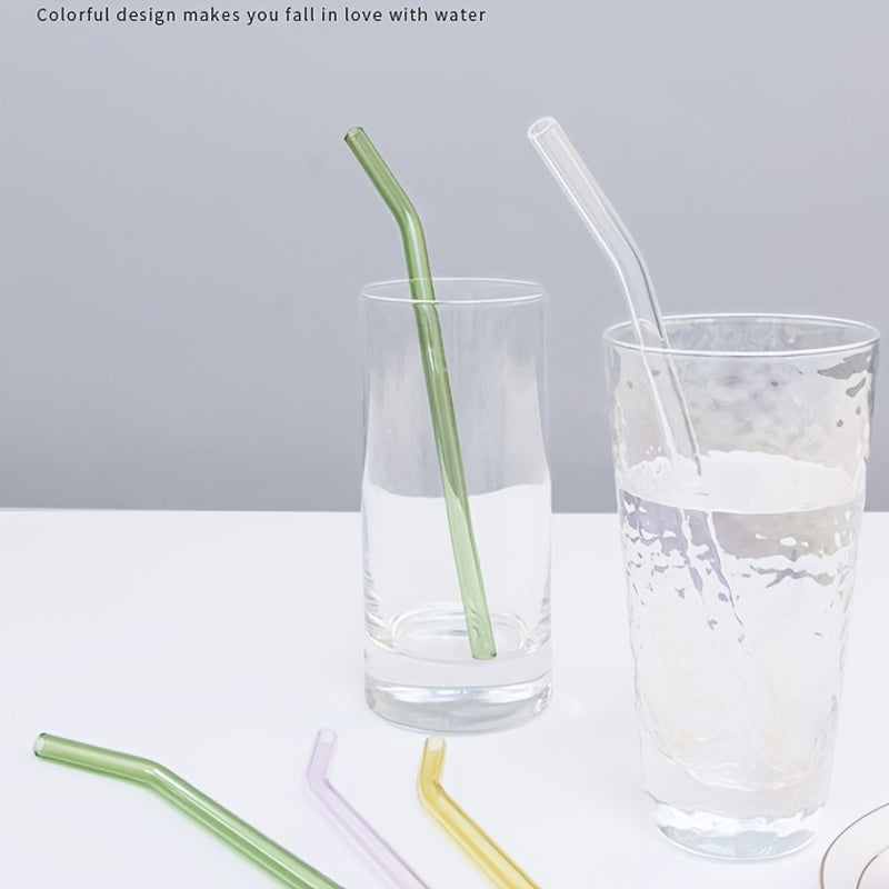 3pcs Reusable Glass Straws With Cleaning Brush Heat Resistant Clear Straw