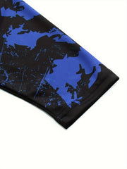 Men's Paint Splatter Pattern Print V Neck Tee for Spring Fall