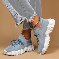 Thick Sole Shock Absorption Women Shoes Breathable Elastic Sock Shoes