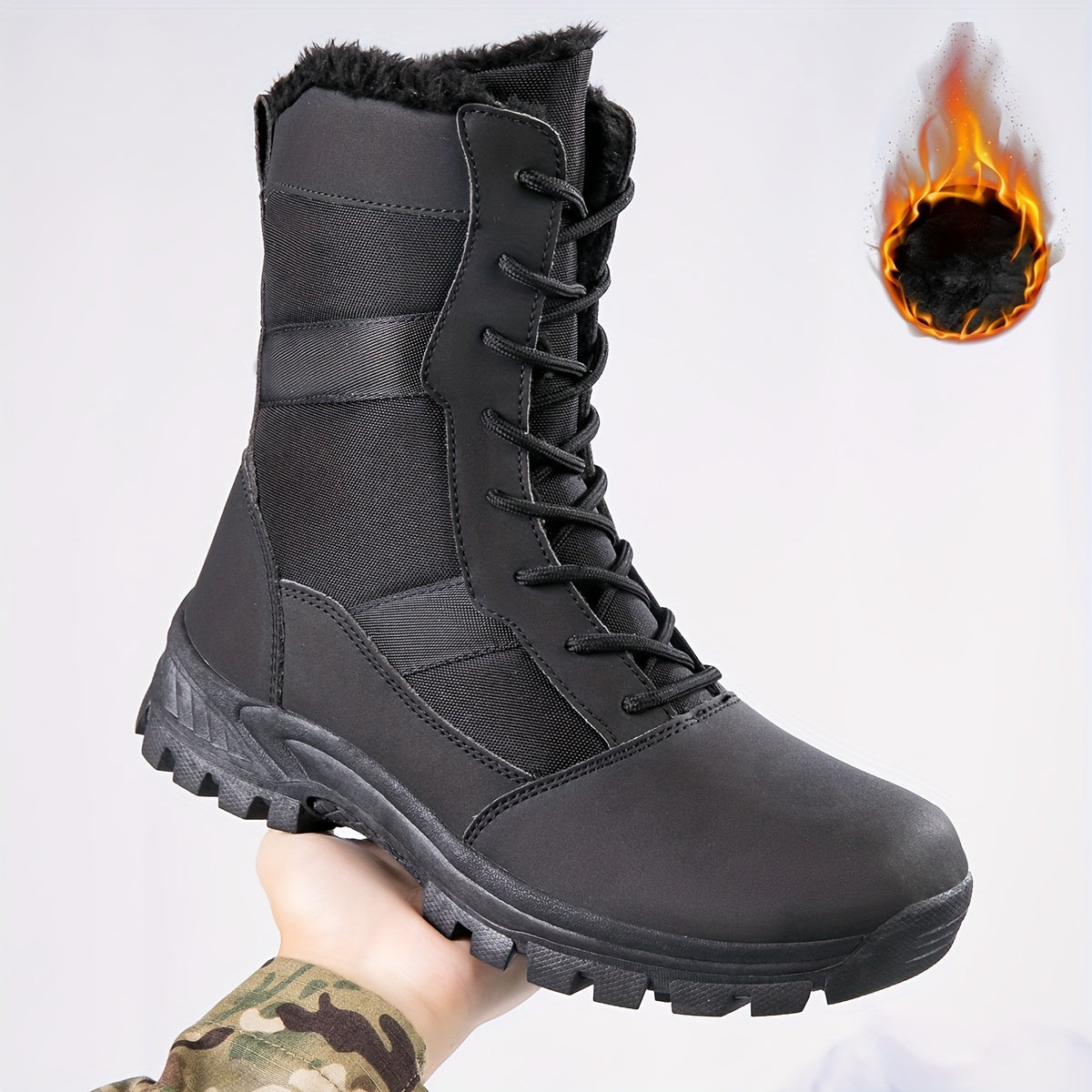 Women's Waterproof Hiking Boots Faux Fur Lined Mid Calf Winter Boots