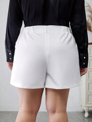 Women's High Waisted Button Detail Workwear Shorts
