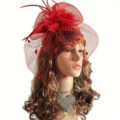 Vintage Feather Fascinator Headpiece for Weddings Tea Parties - Pink