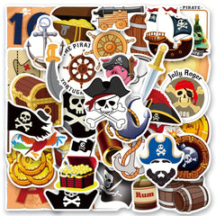 50pcs Pirate Skull and Crossbones Stickers for Party Decorations