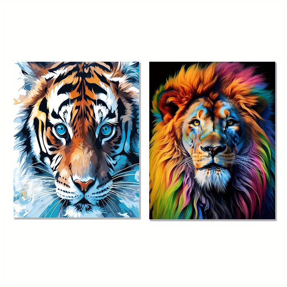 2pcs Lion Tiger 40 64x50 DIY Acrylic Painting Number Kit