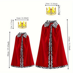 2pcs Halloween Adult King Costume Set King Hat Cloak Prince Stage Performance