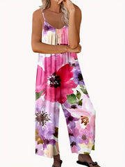 Graphic Print Cami Jumpsuit Sleeveless Wide Leg