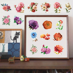 50pcs Flower Stickers Scrapbooking DIY Arts Crafts Journals