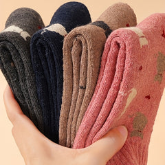 5 Pairs Cute Cat Print Socks Mid Tube Women's Stockings