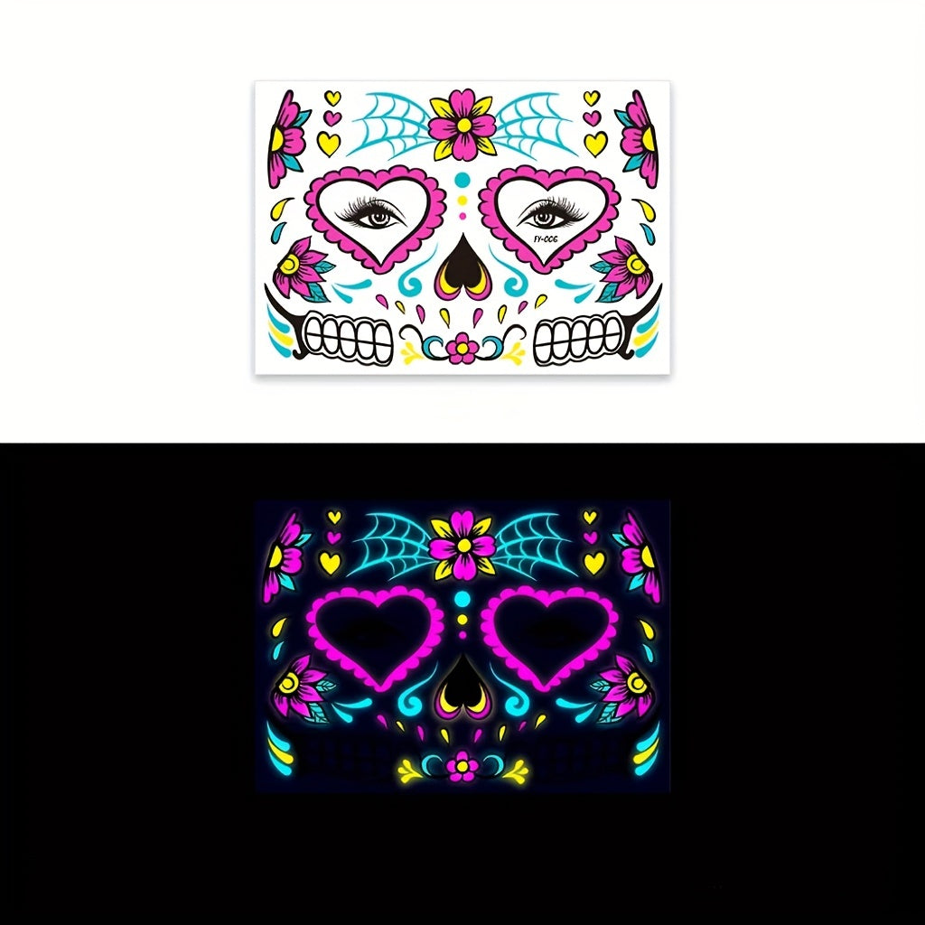 Luminous Fluorescent Stickers Halloween Dress Party Tattoo Stickers