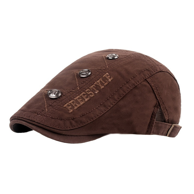 Men's Embroidered Peaked Cap Casual Sun Protection Beret