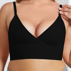 Women's Plus Size Deep V Neck Bralette with Padded Longline Design
