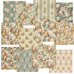 24pcs Vintage Romantic Style Scrapbook Paper With Rose - DIY Origami