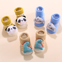3 Pairs Baby Girls Kid Anti-Skid Floor Socks with Dinosaur Bear Panda Whale Doll