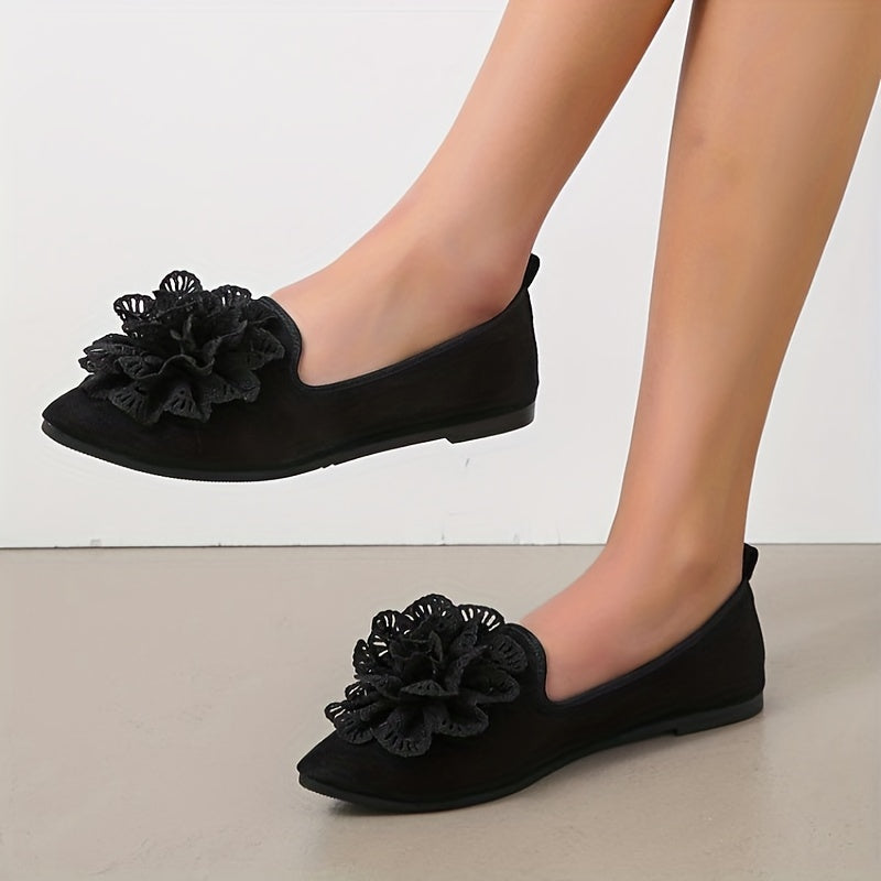 Women's Flower Ballet Flats Soft Sole Slip On Shoes