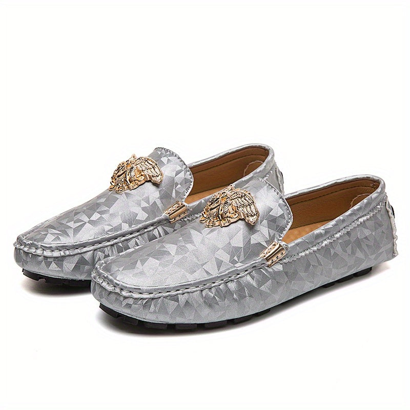 Men's Metallic Decor Loafer Shoes Non-slip Slip On Driving Shoes