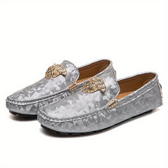 Men's Metallic Decor Loafer Shoes Non-slip Slip On Driving Shoes