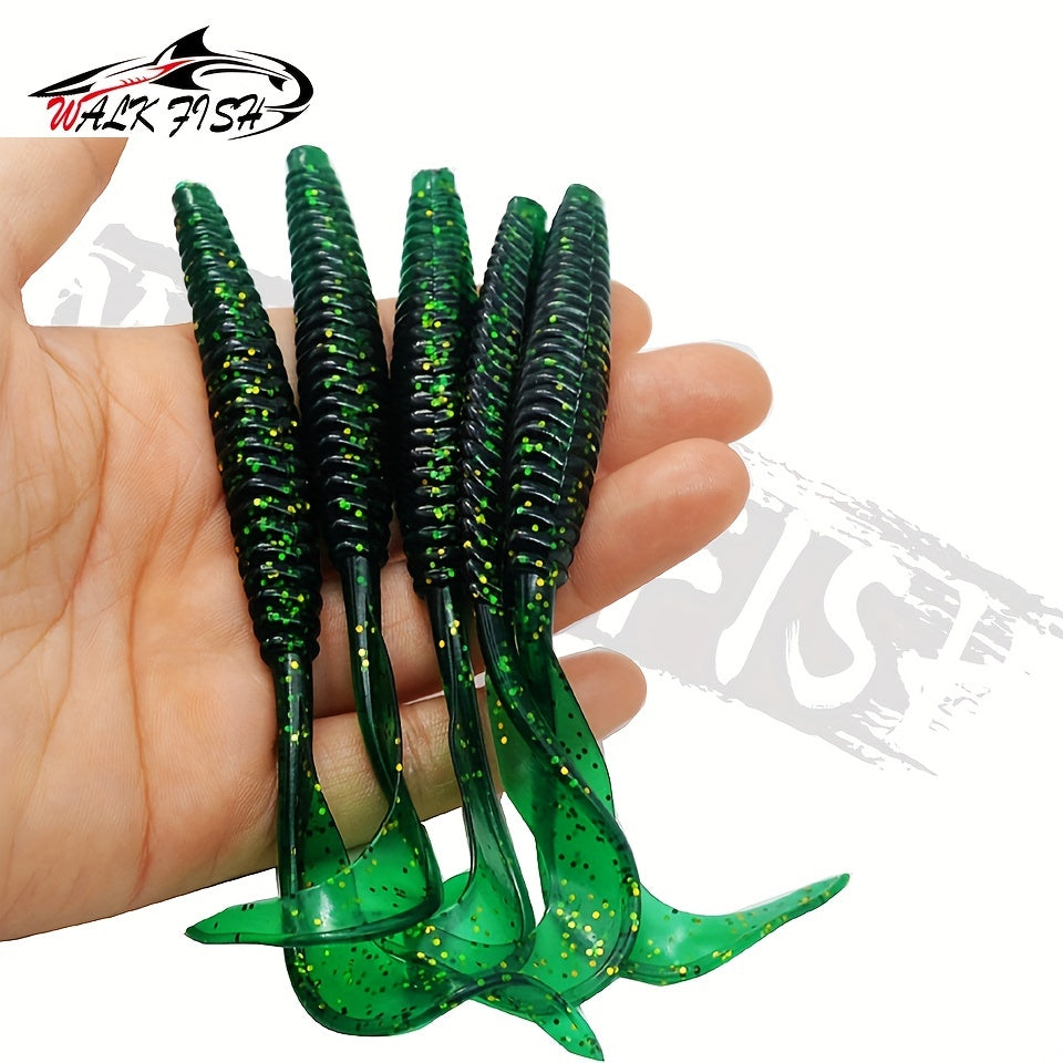 5pcs Soft Fishing Lure Twister Tail Bass Baits