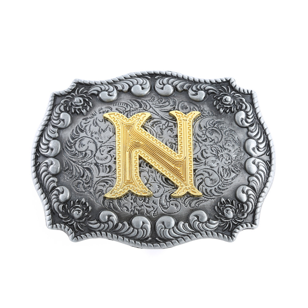 Personality Casual Western Denim Letter N Belt Buckle
