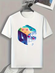 Cube Print Men's Graphic T-shirt Casual Comfy Tee for Summer