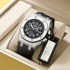 Men's 3-Eye Multifunction Silicone Strap Watch