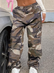 Camo Print Baggy Cargo Pants Y2K Long Length Pants