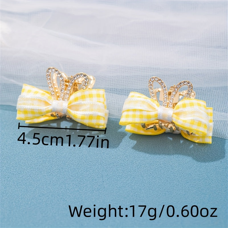 Child's Double Sided Butterfly Bow Rabbit Ear Crown Hair Clip