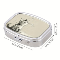 Starry Cat 2 Compartment Pill Case Compact Medicine Organizer