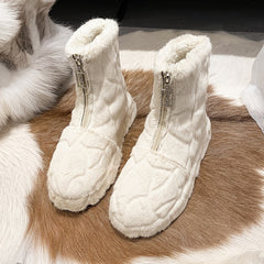 Women's Fuzzy Winter Ankle Boots Warm & Comfy Short Boots