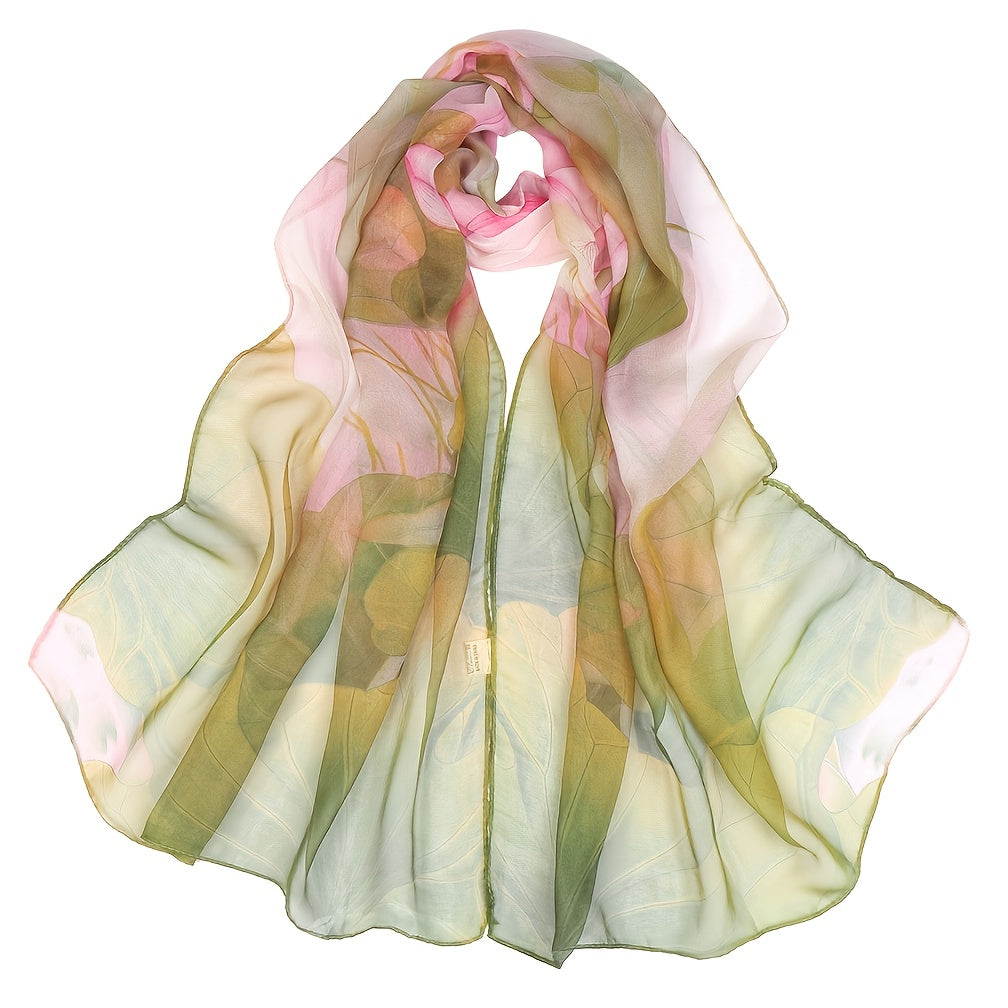 Lotus Pink Floral Print Lightweight Scarf for Women