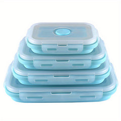 4pcs Foldable Lunch Box Leakproof Container for Teens & Wo