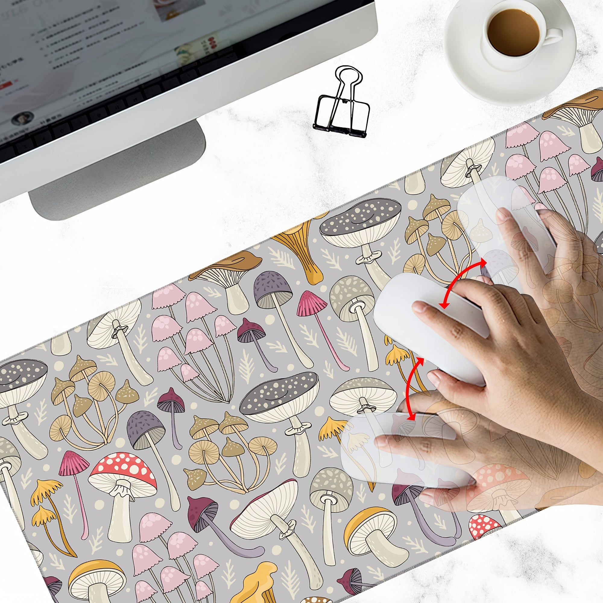 Colorful Mushrooms Gaming Desk Mat, Extended Mouse Pad
