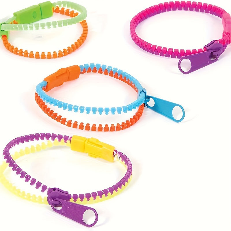 Zipper Bracelets Sensory Toys Bulk Set Neon Colors Kit - 10pcs