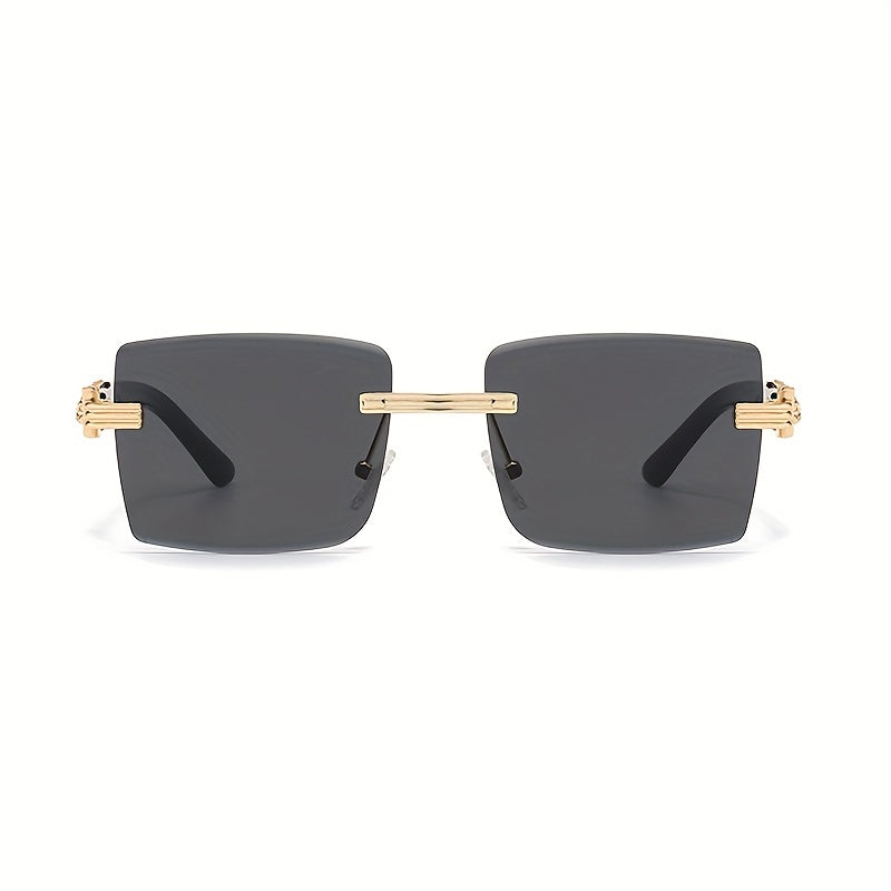 Men's Frameless Rectangular Sunglasses Retro PC Glasses