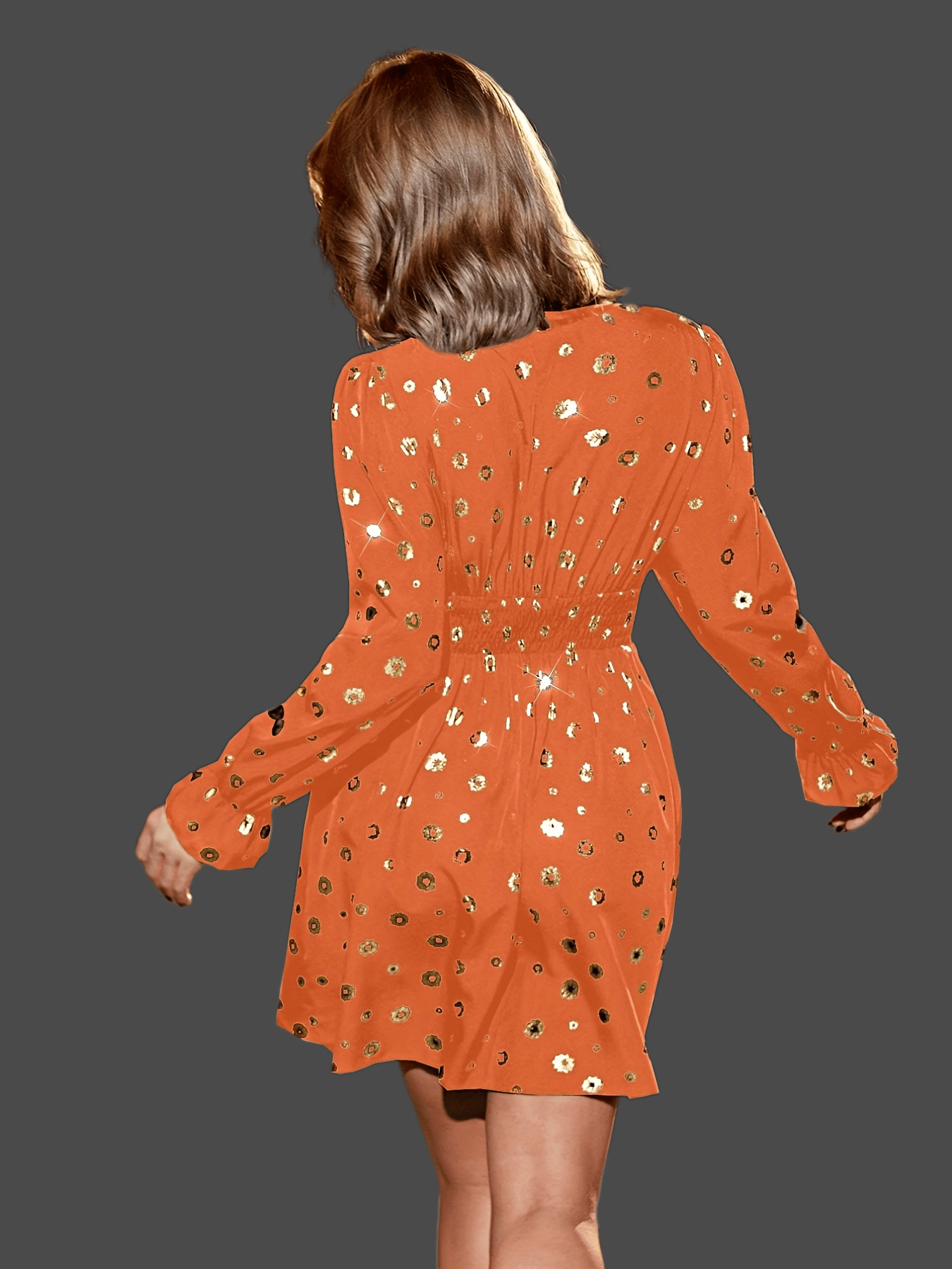 Vintage V Neck Long Sleeve Bodycon Dress