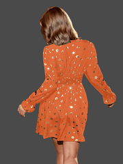 Vintage V Neck Long Sleeve Bodycon Dress