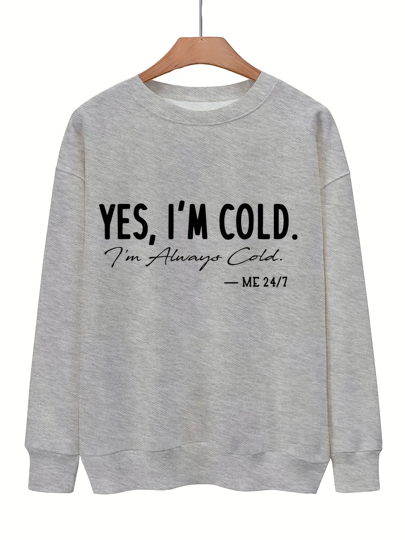 Slogan Print Pullover Sweatshirt Long Sleeve Fall Winter Women's Clothing